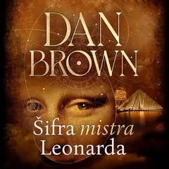 Obálka knihy Šifra mistra Leonarda, Dan Brown, Mona Lisa, Louvre, hnědé tóny
